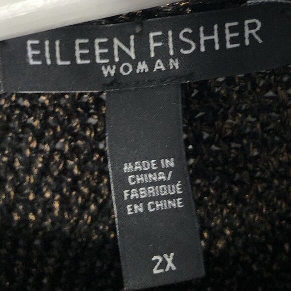 EILEEN FISHER Organic Linen Cold Shoulder Metallic Brown Sweater 2X 2XL - Picture 8 of 13